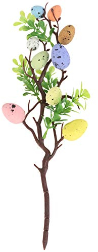 Amosfun Künstlicher Ostereier Zweig 35CM Styropor Eier Blumenstrauß Dekozweige Kunstblumen Gesteck Vase Kinder Bastelset DIY Kranz Girlande Blumenarrangement Frühling Deko Ostern Tischdeko