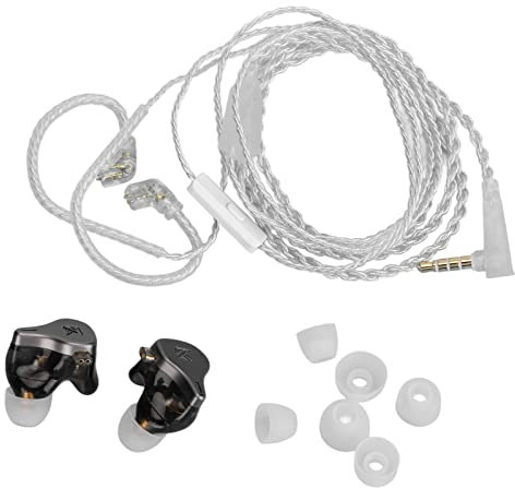 KZ‑DQ6 Auricolari in-Ear, Auricolari Cablati Auricolari 3DD HiFi Bass Cuffie con Cancellazione del Rumore per Giochi e Musica Sportiva (Grigio, con Microfono)