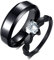 ANAZOZ 2 Stück Eheringe Paarpreis Titanstahl Poliert Breit Solitärring Diamantring Ringe Eheringe Schwarz Eheringe Viereckig mit Kostenlos Gravur Frau:60 (19.1) & Mann:57 (18.1)