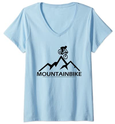Damen Mountainbike MTB Fahrrad Herren/Damen/Kinder Geschenkidee T-Shirt mit V-Ausschnitt