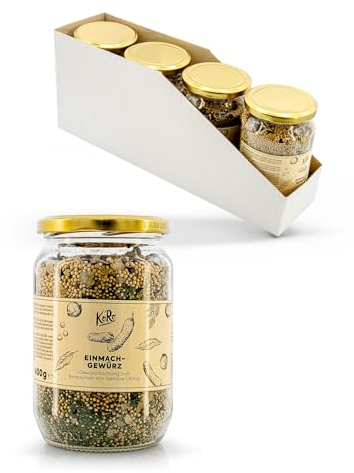 KoRo - Einmachgewürz 4 x 400 g - Gewürzmischung zum Einlegen von Gemüse - Würzig-herb im Geschmack - Leckere Gewürze im 400 g Glas