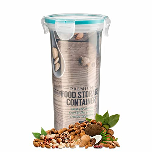 Tall Food Storage Container Plastic Round Box With Airtight Clip Lock Lid Perfect For dry fruit Cereal, Spaghetti Pasta ,Flour Snack Baking Leak Proof Microwave And Dishwasher Safe 750ML (Pack Of 1)