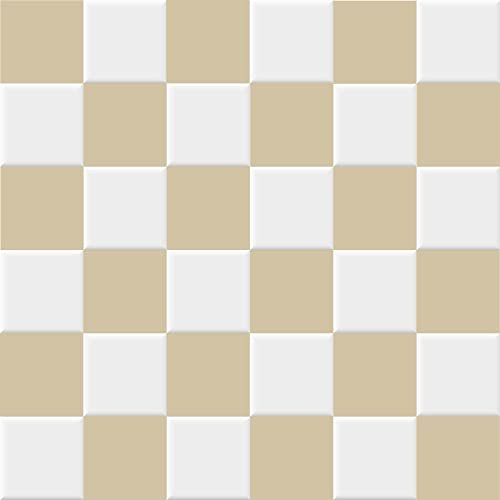 INDIGOS Bodenaufkleber Fliesen - Beige - 15x15cm - für Fußbodenfliesen - Wandfliese Aufkleber - Klebefliesen für Boden - Stickerfliesen Küche, Bad, WC, Bordüre Fliesenspiegel renovieren