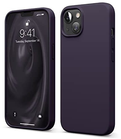 elago Liquid Silicone Case Kompatibel mit iPhone 13 Hülle (6,1), Hochwertiges Silikon, Rundumschutz Handyhülle : 3-Layer Struktur Schutzhülle, Kratzfestes Weiches Mikrofaserfutter (Dunkellila)