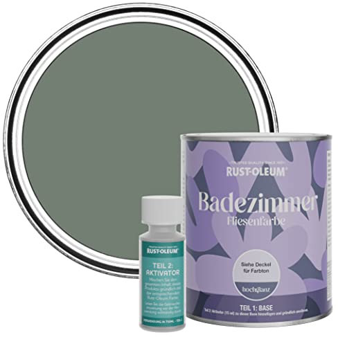 Rust-Oleum Green Water-Resistant Bathroom Tile Paint in Gloss Finish - Serenity 750ml