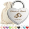 polar-effekt Cadenas d'amour en forme de cœur argenté avec gravure personnalisée et clé - Motif anneaux entrelacés - Cadenas - Pochette cadeau en tissu - Pour couple