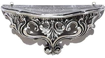 LIGUORO SHOP Regal im venezianischen Barock-Stil, Konsole, Vintage, Shabby Chic, 38,5 x 20 x 15,5 cm (Schwarz/Silber)