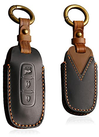HIBEYO Coque de clé de Voiture Intelligente pour Nissan en Cuir Housse de Protection pour Nissan Qashqai Altima Teana 2022 2023 Télécommande Porte-clés Protection Sac-A Noir