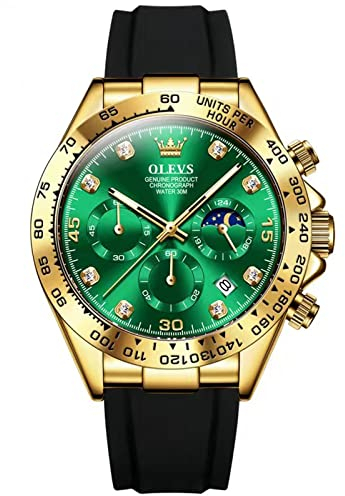 OLEVS Herren Chronograph Quarz Uhren Leuchtende Uhren für Männer Mode Freizeit, 2875-Grün, Chronograph, Digital