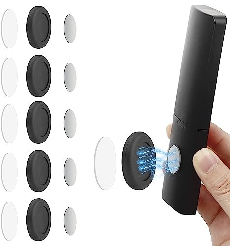 WALLFID 5 Pack N52 High Magnetic Remote Control Holder Wall Mount Holders Hole-Free Phone Charging Organizer Storage Containers for Home Office School Supply Storage (Black Enhanced Version)