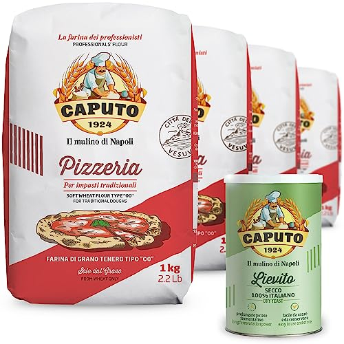 Colichef Lot de 4Kg Farine Caputo Pizzeria + levure sèche. Les farines et préférées en Italie pour réussir la pizza traditionnelle. Parfait réaliser des pizzas authentiques napolitaines.