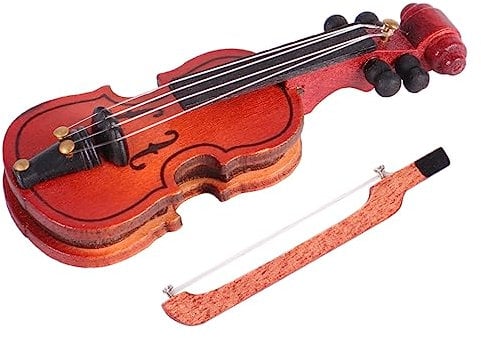 Supvox Modello di violino in miniatura decorazione per torta per il compleanno delle ragazze, accessorio fai da te 1: 12 strumento musicale in miniatura, mini accessori in miniatura, casa delle