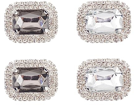 FINGERINSPIRE 4 Stück Strass Kristall Schuhschnalle Transparente Schwarze Strass Schuh Clips Elegante Kristall Metall Schuhschnalle Abnehmbare Paar Schuhschmuck Clips Hochzeit Brautschuh Charms Dekor