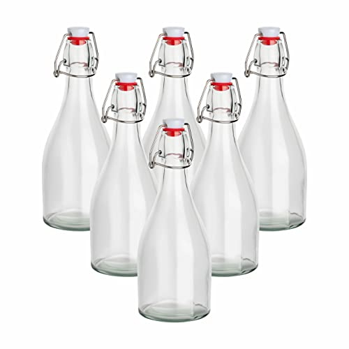 gouveo 6er Set Glasflaschen mit Bügelverschluss - Leere Bügelflaschen 500 ml zum Befüllen - Bügelverschlussflasche, Bierflasche, Saftflasche (BFB500)