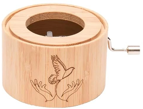 Spieluhr aus Bambus mit der Melodie: Hochzeitsmarsch von Felix Mendelssohn-Bartholdy - music box von Kurbelwerk green-line, Classic-Edition, Motiv Taube