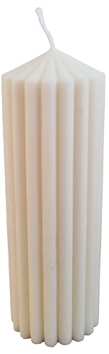 kerzenschule - Handgemachte Rillenkerzen aus Rapswachs „Groß - grobe Rillen“ (11,5x4cm) Deko Kerzen in Weiß - Stumpenkerzen Bockkerzen handgefertigt mit Baumwolldocht - Säulenkerzen Kerze (110g)