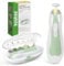 haakaa Baby Nail File Electric Baby Nail Care Set with LED Light, Baby Nail Clippers for Newborn/Infants/Adults Toes and Fingernails, Additional 6 Replacement Heads & Storage Case, Green