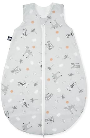 Julius Zöllner Schlafsack Jersey, warme Füllung 2,5 TOG, waschbar bei 60°C, Made in Germany, OEKO TEX Standard 100, Savanne grau, Gr. 80/86