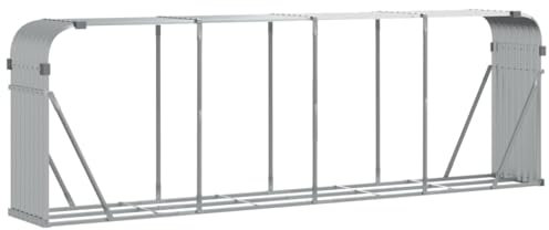 vidaXL Kaminholzunterstand, Kaminholzregal mit viel Stauraum, Feuerfest Brennholzregal mit Haken, Garten Holzlager Unterstand, Silbern 300x45x100cm Verzinkter Stahl