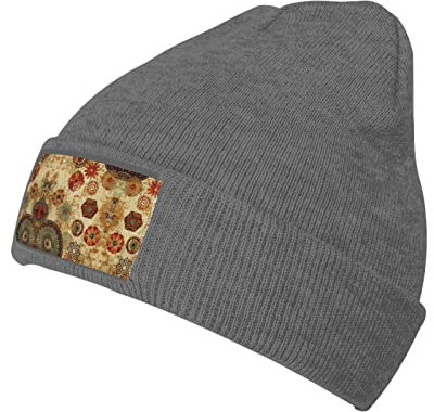 ESASAM Gestrickte Wollmütze, Medaillon, mehrfarbig, leicht und warm, mit einem starken Sinn für Mode, Deep Heather, XL-XXL