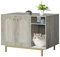 Hzuaneri Katzenschrank, Katzentoilette, Katzenklo Schrank, Katzenhaus mit Tür und separater Trennwand, 80 x 50 x 61 cm, Stabile Katzenschrank, Sitzbank, Greige und Gold CB01505G