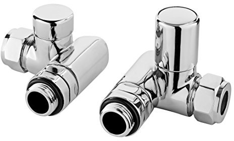 Balterly Dual Fuel Radiator Valve, Chrome Radiator Valves 15mm, Smooth Round Cap Corner Valve, Valves for Radiators & Towel Rails, Leak-Proof Design, Sold in Pairs - 68 x 75 x 70 mm (Chrome)