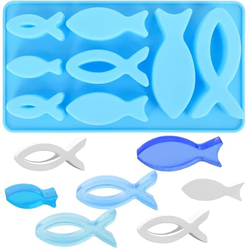 Formine per Biscotti Comunione, Stampo in Silicone Pesce, Pressable Biscotto Formine Tagliabiscotti,Stampo in Silicone in Resina Fai da Te, Torta per Decorazione Comunione Cresima Regalo Battesimo (A)