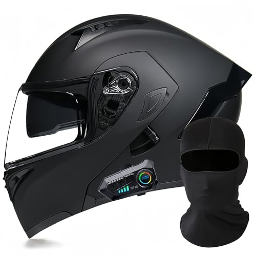 Modularer Motorrad-Bluetooth-Helm, DOT/ECE-Zugelassener, Hochklappbarer, Integrierter Motorradhelm Für Männer Und Frauen Mit Doppelvisier, Integriertem Dual-Lautsprecher 2,M57~58cm