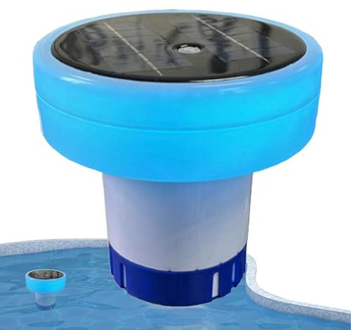 Ionizador solar para piscina, soporte de cloro iluminado, flotador de tabletas de cloro, dispensador de cloro flotante, flotador solar de cloro para piscina, limpiador de agua flotante y purificador