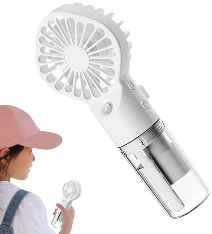 Ventilador humidificador portátil - Ventilador de mano USB, ventilador de agua con carga USB | ventilador pequeño recargable de mano, velocidades ajustables compactas, ventilador de batería de la