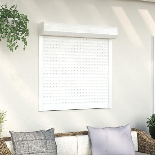 JUDYY Rollladen Aluminium, Aussenrolladen, Schrank Rollo, Außenrollo, Sonnenschutzrollo Außen, 100 x 100 cm Weiß