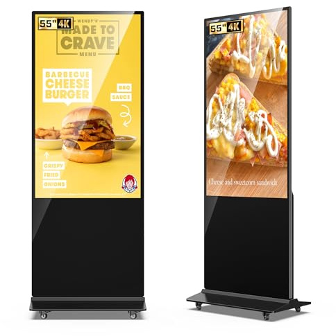 JASZDOT 32/43/55/65 Pollici Monitor Pubblicitario da FHD LCD Digital Signage, Schermo Display Pubblicitario Riproduzione Automatica, Supporto USB/HDMI/WiFi/Android OS (55'' Non-touch Screen)