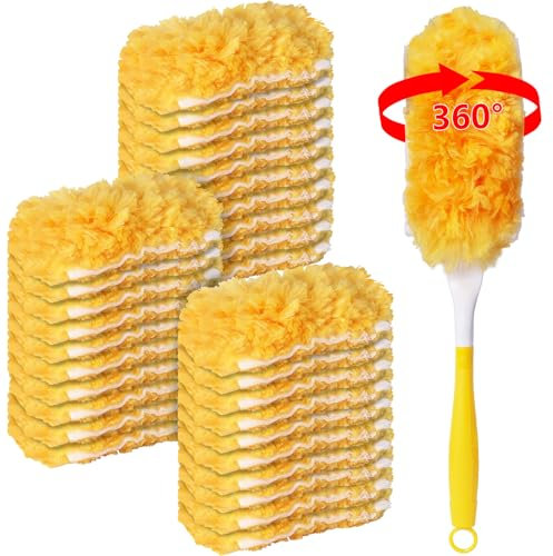 Rigidstone 30 Piezas Plumero Atrapapolvo para Swiffer Plumero Duster Kit Recambios Plumero Atrapapolvo con 1 Asa para Polvo para Pelo de Animales, Polvo, Suciedad