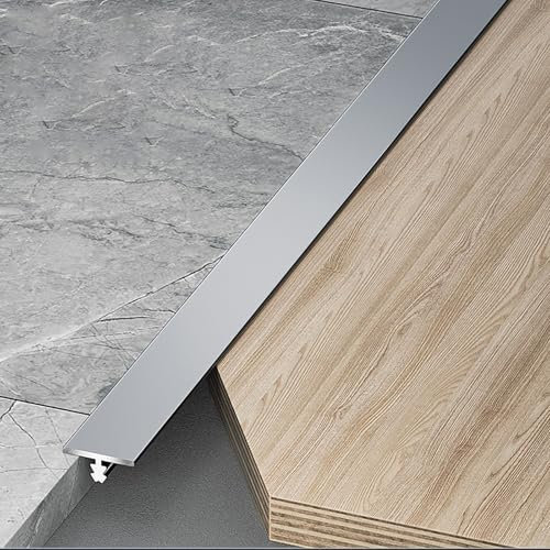 Raouoae Übergangsprofil T-Profil Ausgleichsprofil Aluminium Eloxiert Übergangsschiene 3 Stück 100cm Flach Ausgleichsprofil Abschlussleiste Für Fliesen Laminat/Parkett(Herr grau,Breite: 10 mm)