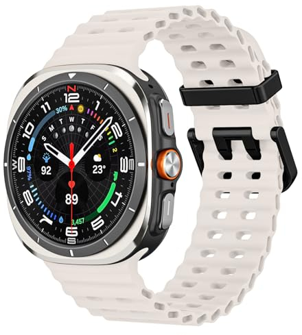 MoKo Correa Deportiva Compatible con Samsung Galaxy Watch Ultra 47mm (2025/2024) para Hombre Mujer, Pulsera de Silicona Suave Transpirable e Impermeable, Luz de las estrellas