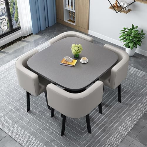 KLYDBMYT Modern Esstisch-Set mit 4 Stühlen, runder Konferenztisch und Rezeptionstisch, Holz-Küchentisch-Set für 4 Personen (80cm/31,5in)