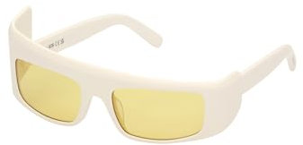 GCDS GD0043 Sonnenbrille Mann und Frau, Leichte Unisex Sonnenbrille, Geometrische Linsenform, Inklusive Etui, Braune Gläser, Weiß