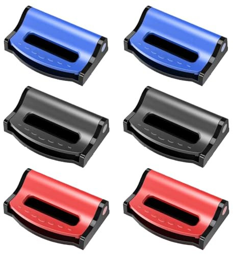 6 PCS Seat Belt Clip, Car Seat belt Adjuster Holder Lock Shoulder Neck Strap Positioner Belt Retainer Seat Belt Insert Buckle Stopper, Auto Vehicle Buckle Locking Clip for Kids Adults (Black Red Blue)
