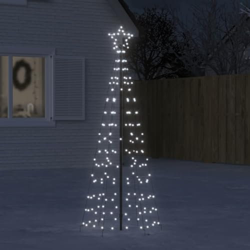 IKAYAA Led Weißnachtsbaum Outdoor Weißnachtsbaum kegelform led Weißnachtsbaum aussen beleuchtet Weißnachten Beleuchtung für Garten Balkon Weißnachtsdeko Aussen-KaltWeiß-180 cm