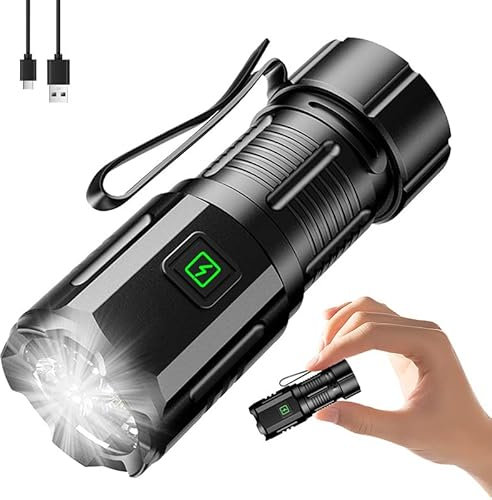 POCKETMAN 3 LED Mini Taschenlampe Extrem Hell,7 Lichtmodi kleine Torch mit Magnete,3* Starke Lampenperlen,IPX6 Wasserdicht,USB Aufladbar,mit Stift Clip Handlampe,Outdoor,Notfälle (schwarz)