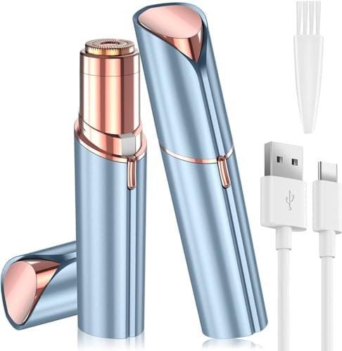 Vexloria, depilatore facciale per donne, depilatore elettrico USB per il viso delle donne con luce LED, rasoio facciale indolore, trimmer per donne per il corpo, peli facciali, labbra e mento, blu