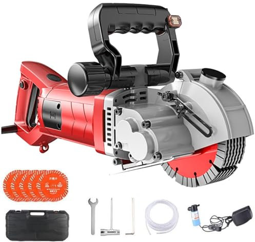Rainureuse Murale électrique, Machine à rainurer Les Murs 5 500 W avec 5 Lames de scie de 133 mm, 6 500 TR/Min, Profondeur de Coupe de 42 mm, rainure rotative à 90°, Machine à rainurer Le béton