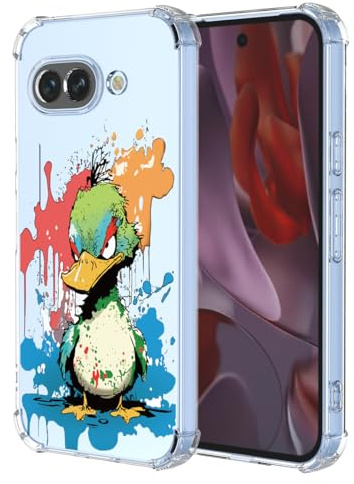 YUXING Transparente Hülle für Google Pixel 9a - Cute Cool Muster Design Dünn Schutzhülle Weiche Clear TPU Stoßfester Bumper HandyHülle (Duck)