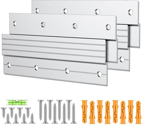 Uniclife 2 Pairs 15 cm French Cleat Hanger 27 kg Load Heavy Duty French Cleat Picture Hanger Aluminum Alloy Mirror Hanging Hardware Wall Mounting Bracket Interlocking Z Bar Clip with Bubble Level