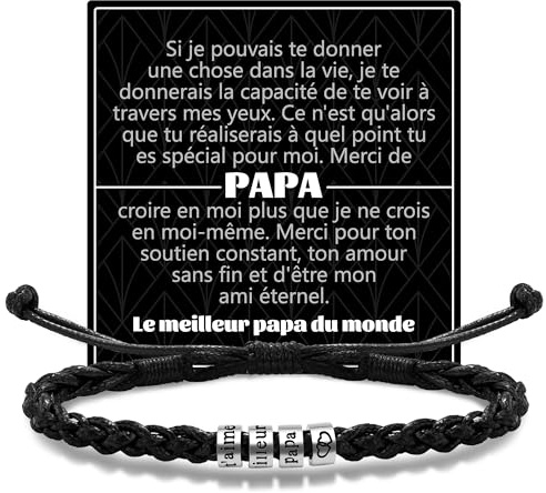RMMD Idee Cadeau Anniversaire Homme, Bracelet Cuir Homme Cuir - Bracelet Anti Stress Cadeau de la part de sa Femme pour Mari, Saint-Valentin, Noël, Fiançailles, Anniversaire de Mariage