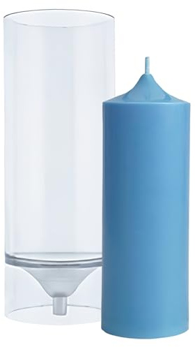 Kerzenform Säulenkerze Klein – Langlebige Stumpenkerzenform, Ø 4 x 13,8 cm fertige Kerze, Transparente Gießform für DIY Stumpenkerzen, rund, wiederverwendbar & hitzebeständig