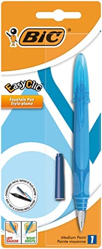 BIC EasyClic Standard Fountain Pen with Blue Ink 1 Pack (Assorted Colour)
