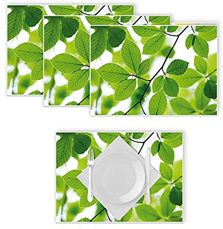 Artipics Tischsets Buche Light Platzsets Abwaschbar Kunststoff 4 Stück