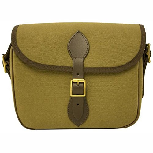 Bisley cartridge bag 75 capacity Green canvas bag leather and brass fittings