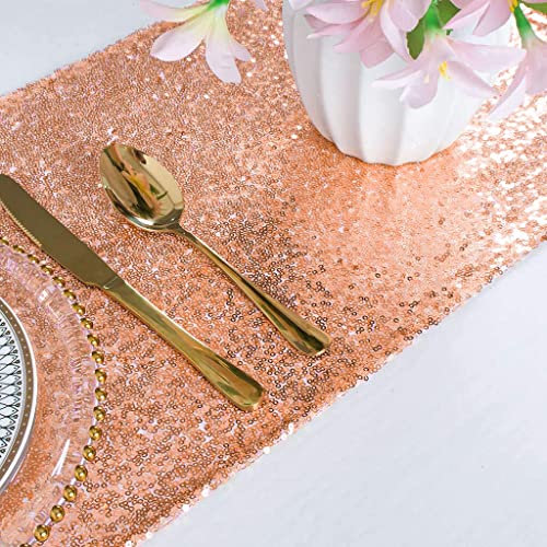 ShinyBeauty Chemin de Table à Paillettes Or Rose pour Mariage / décoration d'évènements 30 x 180cm (Or Rose, 1)